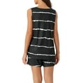 thumbnail image 3 of INSPIRE CHIC Women's Pajama Sets Striped Round Neck Sleeveless Tank Top with Shorts 2 Piece Sleepwear 2XL Black, 3 of 6