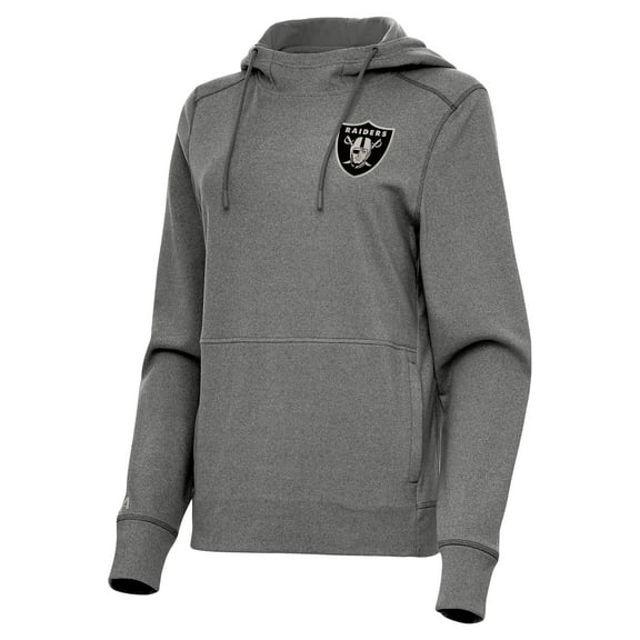 Women's Antigua Heather Black Las Vegas Raiders Justice Pullover Hoodie