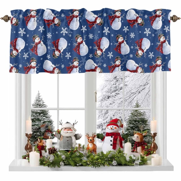 Valances for Windows Christmas Rod Pocket Cafe Window Treatments Valance Curtains for Kitchen Bathroom Laundry Basement Windows 42"x18"