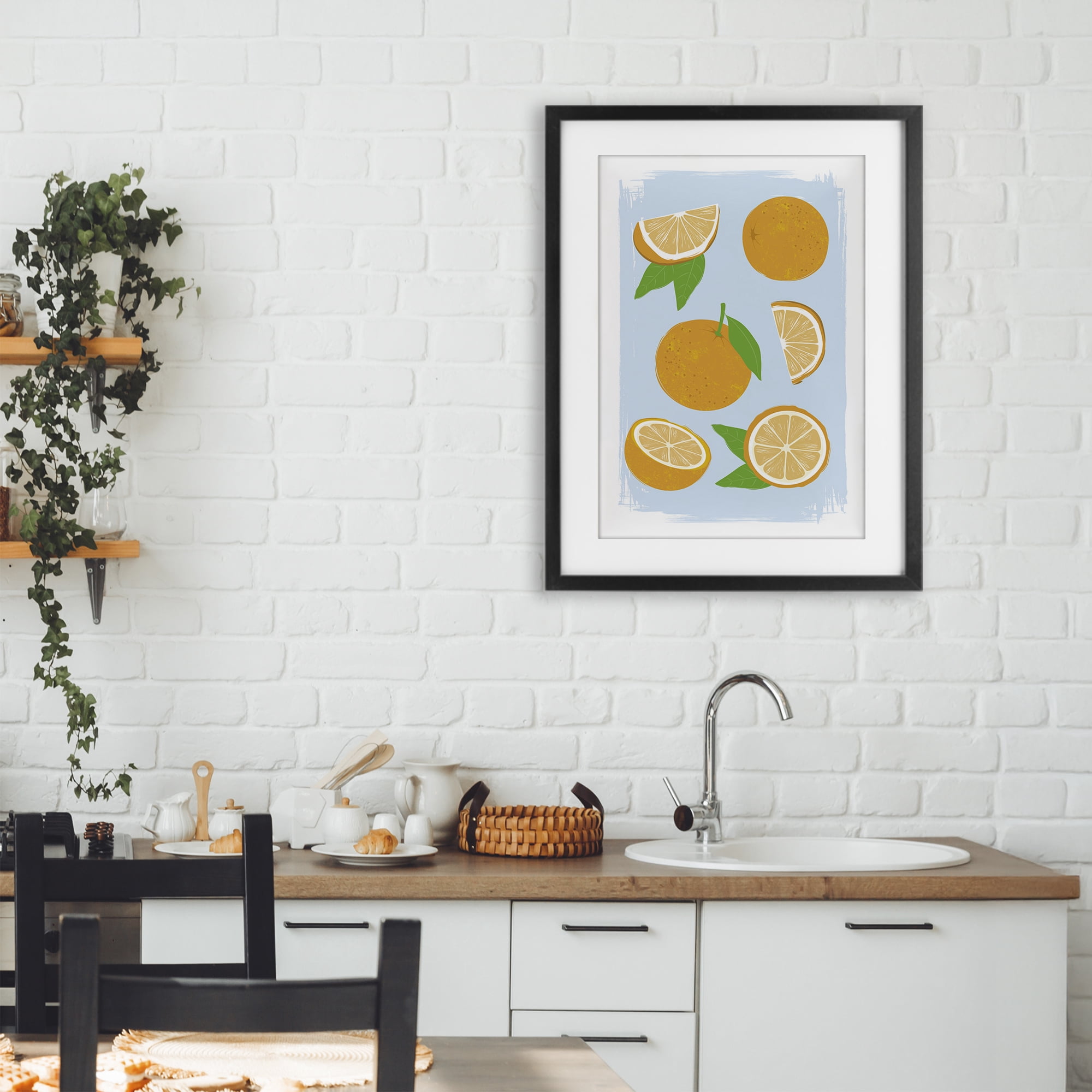 Stupell Industries Pastel Summer Oranges Black Framed Print Under Glass, design by Martina Pavlova