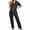 A - Black, variant on Womens Silk Satin Pajamas Set Short Sleeve Button Down Shirt and Pants Soft Sleepwear 2-Piece Lounge Set Winter Matching Summer Sleepwear