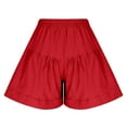 thumbnail image 2 of RYRJJ Women's Shorts Summer Baggy High Waisted Ruffle Flowy Wide Leg Buttons Pleated Casual Shorts Fashion Short Shorts(Red,M), 2 of 7