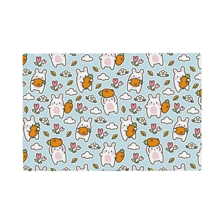 

Placemats Set of 4 Cute Rabbit Hold Carrot Heat Resistant Non - Slip Place mats Waterproof table mat for Kitchen Dining-4片装