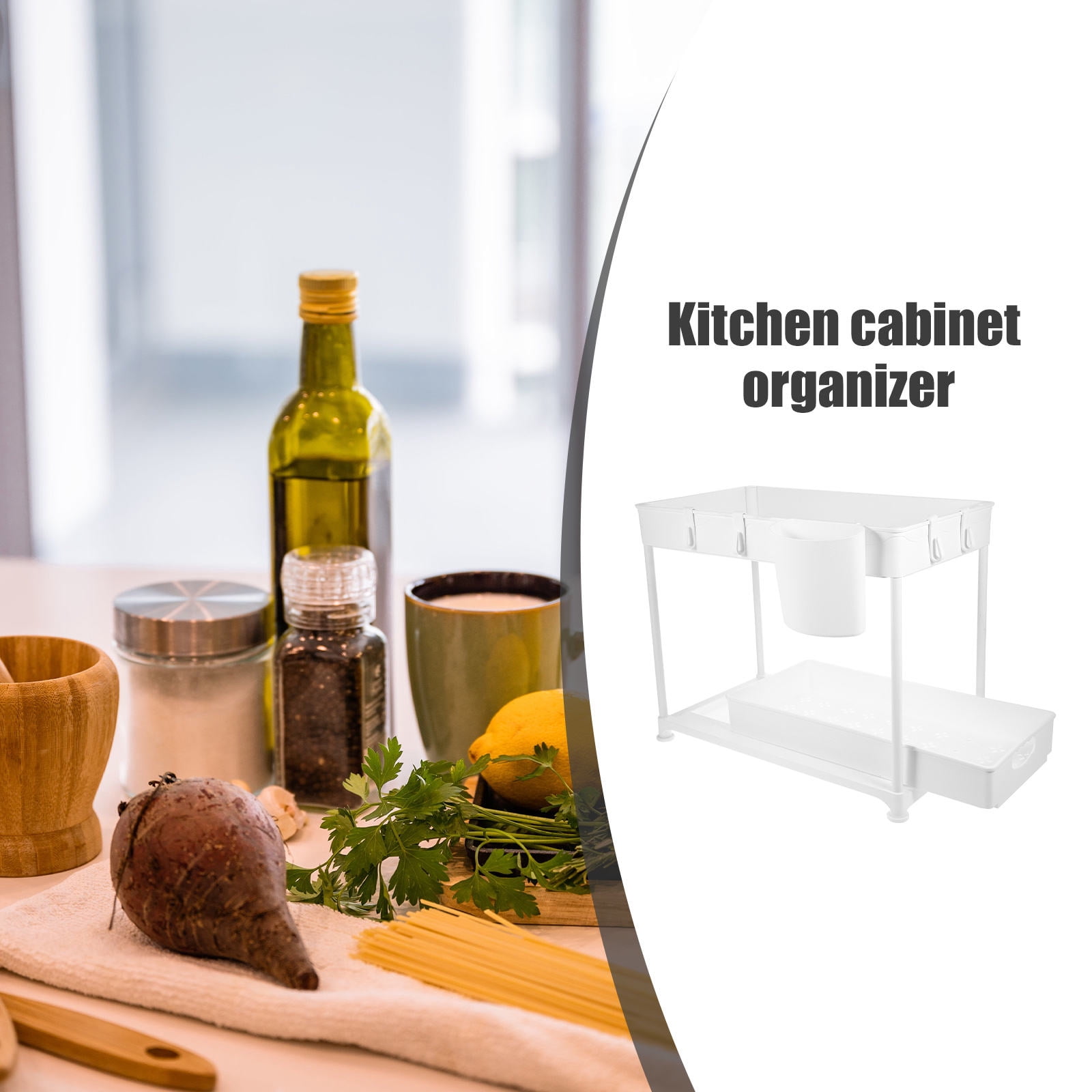 GOOHOCHY Under Sink Pull-Out Drawer Organizer, Space-Saving Kitchen Cabinet Storage Rack for Counter and Cabinet Organization