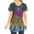 thumbnail image 2 of Sakkas Dina Relaxed Fit Sequin Tie Dye Embroidery Cap Sleeves Blouse / Top - Navy - One Size Regular, 2 of 5