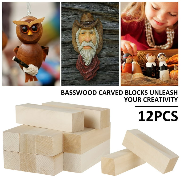 Basswood Carving Blocks 4 x 2 x 2 Inch,Large Whittling Wood Carving Blocks  Kit for