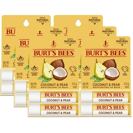 Burt's Bees Natural & Moisturizing Lip Balm, Coconut and Pear, 2 Pack