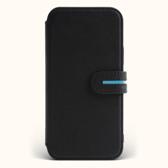 Leather Folio Case for iPhone 15 Pro Max Black