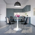 thumbnail image 2 of LeisureMod 5-Piece Dining Set 35" Round Dining Table with MDF Tabletop in White Iron 4 ABS Plastic Side Chair with Chrome Eiffel Base for Modern Home, Kitchen Bristol Series in Transparent Black, 2 of 10