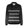thumbnail image 5 of QATAINLAV Womens Fall Coats Fashion Striped Cardigan Tops Casual Full Zip Long Sleeve Bomber Jackets Outerwear with Pockets, Black, L, 5 of 6