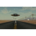 thumbnail image 2 of A Grey Alien hitching a ride from a passing UFO Poster Print, 2 of 2