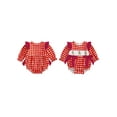 thumbnail image 2 of Miaouyo Infant Baby Girl Christmas Fall Jumpsuit 0 3 6 12 18 24 Months Plaid Print Tree Embroidery Long Sleeve Round Neck Bow Romper, 2 of 9