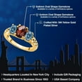 thumbnail image 2 of Gem Stone King 18K Yellow Gold Plated Silver Red Garnet and Persian Blue Moissanite Filigree Style 3 Stone Ring for Women (2.43 Cttw, Oval 8X6MM and 6X4MM) (Size 9), 2 of 6