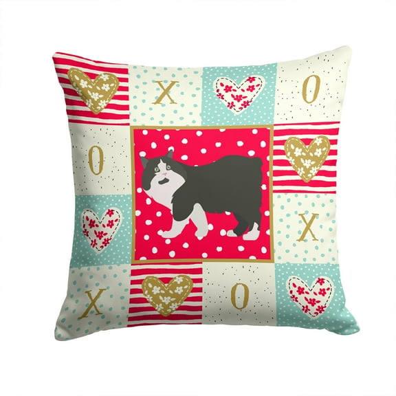 Cymric Cat Love Fabric Decorative Pillow Red