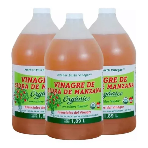 Vinagre De Sidra De Manzana Orgánico Mother Earth 3 Botes 3.78lt