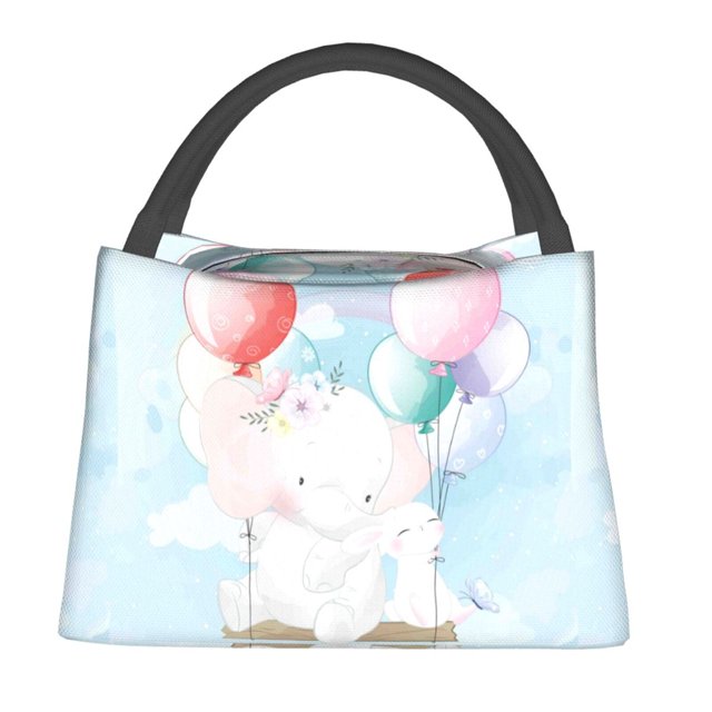 Fotbe Cute Elephant Bolsa Térmica Portátil con Estampado, Bolsa de Entrega de Alimentos Aislada, Bolsa Reutilizable de Gran Capacidad para Comidas y Supermercado