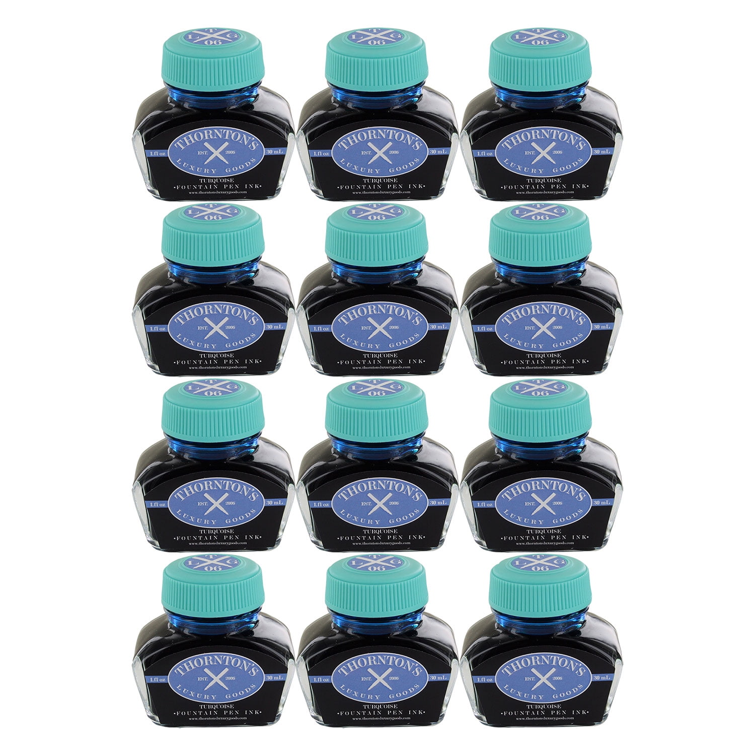 Thornton's Luxury Goods Fountain Pen Ink Bottle, 30ml, Pack of 12