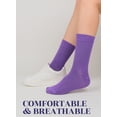 thumbnail image 6 of Hugh Ugoli Women's Bamboo Diabetic Crew Socks, Thin, Loose Fit, Soft, Wide Stretchy, Seamless Toe, 4 Pairs, Purple, Shoe Size: 6-9, 6 of 7