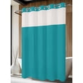 thumbnail image 4 of Teal No Hook Shower Curtain Waterproof, Bathroom Curtains with Snap in Liners and See Through Top Window, Turquoise Pure Teal Hotel Style Bathtub Curtains Shower 60"Wx72"L, 4 of 8