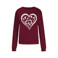 thumbnail image 7 of UPPADA Womens Love Heart Graphic Sweatshirt Long Sleeve V-Neck Pullover Top with Elbow Patches Ideal Valentine Gift for Her Wine,S, 7 of 7