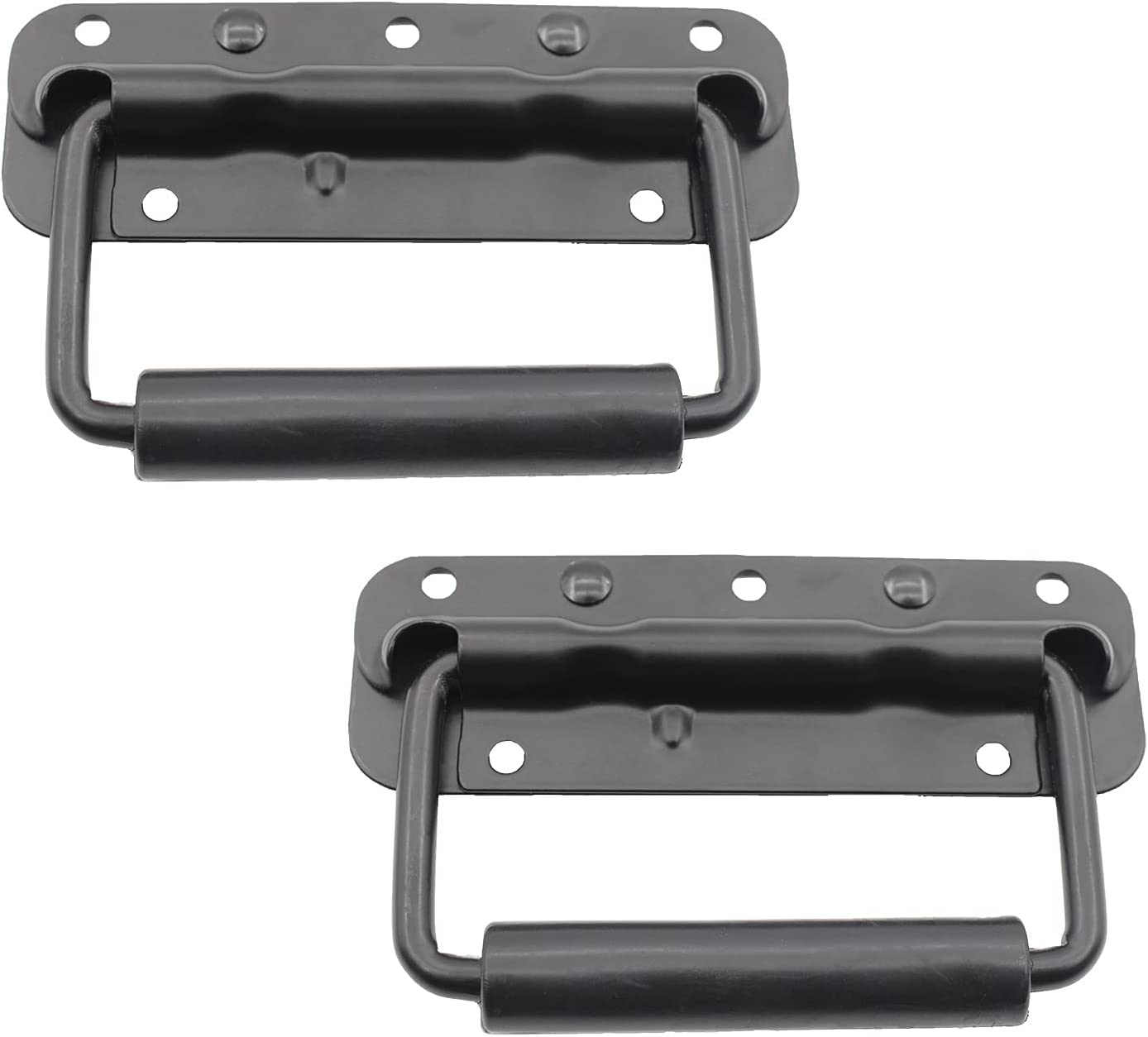 2 Pack Heavy Duty Spring Loaded Handles - Stainless Steel With Rubber Grip, For Toolboxes, Cases, Cabinets (4.9 Inch)