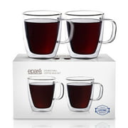 Epare Coffee Mugs Clear Glass Double Wall Cup Set Insulated Glassware Best Large Coffee Espresso Latte Tea Glasses