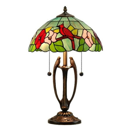 Pemberly Row 2-Light Resin & Art Glass Table Lamp in Antique Bronze/Green