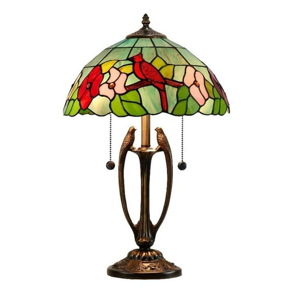 Pemberly Row 2-Light Resin & Art Glass Table Lamp in Antique Bronze/Green