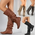 thumbnail image 3 of Women's Knee High Boots Winter Comfy Slip On Riding Boots Ladies Thigh High Flat Wide Mid Calf Boots, 3 of 4