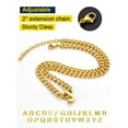thumbnail image 3 of ChainsProMax Men A-Z Letter Necklace 7mm Cuban Link Chain Necklace, Stainless Steel/Gold Plated/Black, 3 of 9