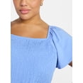 thumbnail image 2 of Terra & Sky Women's Plus Square Neck Smocked Dress, Sizes 0X-5X, 2 of 4