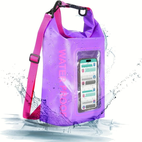5L Water Proof Bag Outdoor PVC Dry Sack Touchscreen Waterproof Backpack Phone Pouch, Roll Top Crossbody for Kayaking, Boating, Fishing, Camping, Beach, Travel