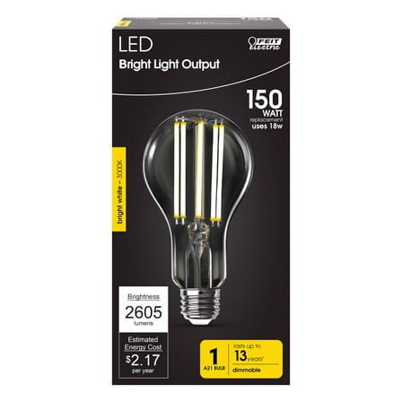 Feit Electric 3004634 150 watt Equivalence A21 E26 Filament LED Bulb Bright White