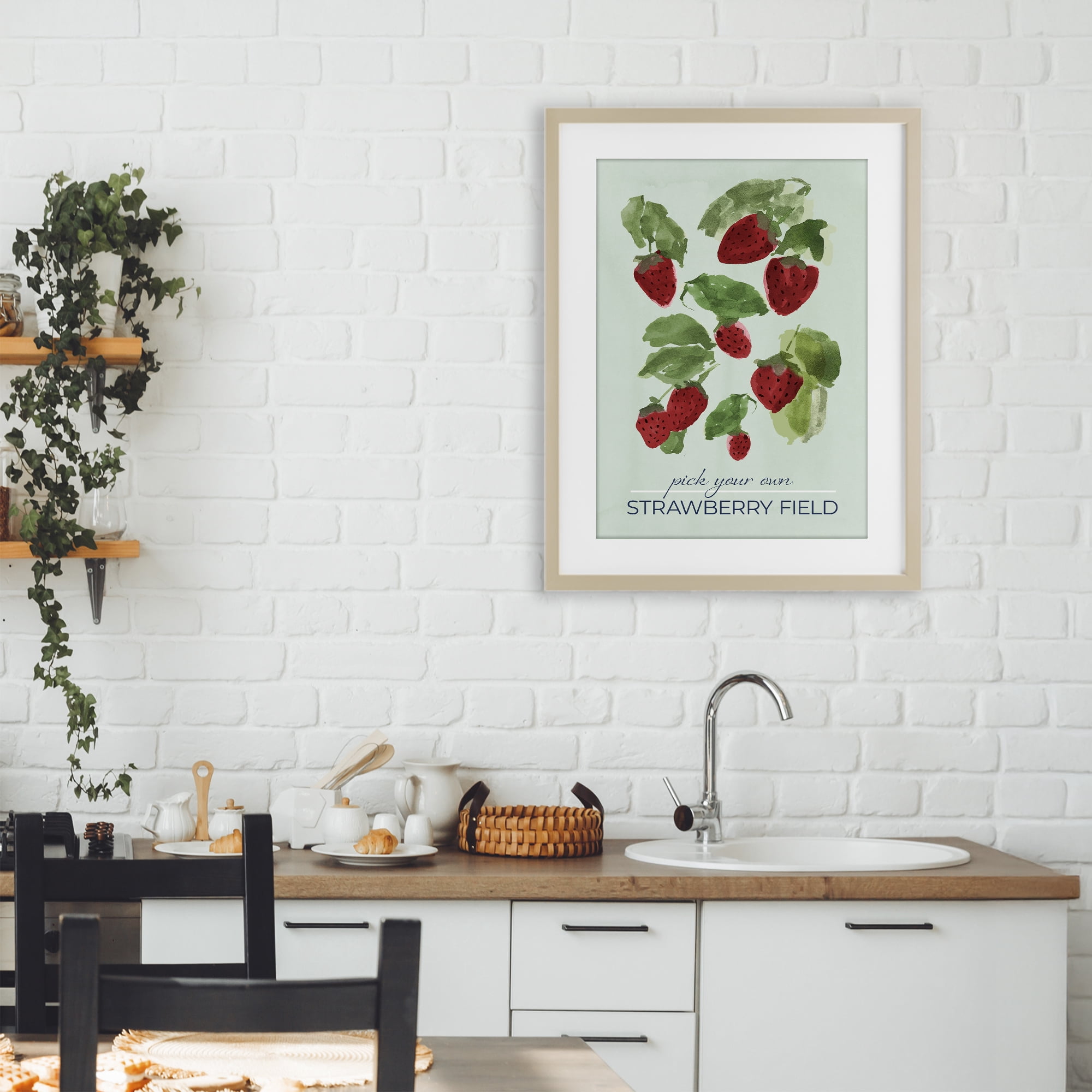 Stupell Industries Strawberry Field Pick Your Own Birch Framed Print Under Glass, design by Lucille Price
