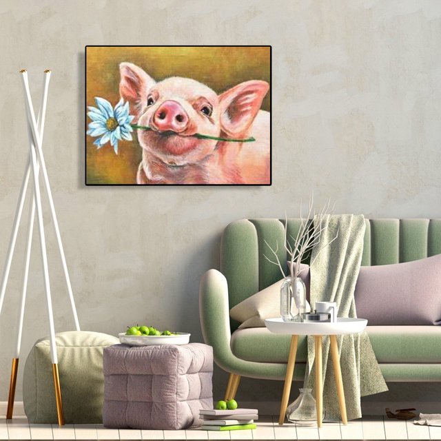 Cuadros Decorativos Kit de pintura por números DIY cerdo mano aceite arte imagen artesanía hogar pared decoración (H1720) DQrwqpou embutido en tela