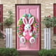 thumbnail image 3 of Cubierta de puerta de bienvenida de conejo, decoración de fondo de puerta de Feliz Pascua rosa, letrero de bienvenida para puerta de entrada de Pascua para recuerdos de fiesta de Feliz Pascua, 3 of 7