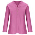 thumbnail image 4 of Womens Blouses Summer Solid Color Stank Button Long Sleeve Casual Smock Tops Workwear, 4 of 5