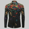 thumbnail image 5 of Hommes Casual Nouveauté Musical Note Pattern Manches Longues Chemise Top Blouse pour Parti, 5 of 5