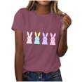 thumbnail image 2 of Mifsaly Short Sleeve T-Shirts Women Relaxed Fit Multi Pastel Bunnies Graphic Cotton tops Soft Breathable Casual Summer Basic Tees XL, 2 of 6