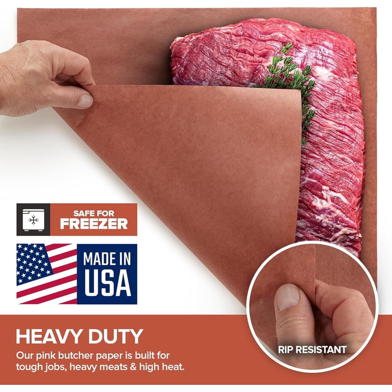 Pink Butcher Paper Roll - 18 Inch By 175 Feet (2100 Inch) - Food Grade BBQ Peach Butcher Paper For Smoking Meat - Unbleached, Unwaxed, And Uncoated - Made In USA