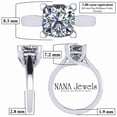 thumbnail image 3 of NANA Jewels Cushion Cut CZ Lucita Cubic Zirconia Engagement Ring Solitaire, 8.0mm 3.00ct Platinum Plated Size 11.5, 3 of 6