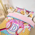 thumbnail image 2 of Erosebridal Girls D Letter Monogrammed Ice Cream Drip Dessert Duvet Cover Set,Sport Theme Baseball Bedding Full For Boys Teens,Pink Reversible,3-Piece,No Comforter, 2 of 5