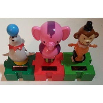 - Solar Powered Dancing Circus 3 Animals Connectable Seal Elephant Monkey