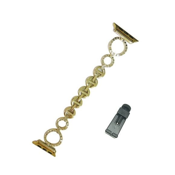 Bracelet de Montre en Forme de O, Bracelets d'Affaires en Acier Inoxydable pour Apple IWatch Series SE/1/2/3/4/5/6 pour Femmes - Or
