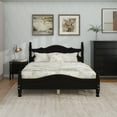 thumbnail image 6 of Queen Size Wood Platform Bed Frame,Retro Style Platform Bed with Wooden Slat Support,Black, 6 of 14