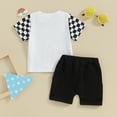thumbnail image 3 of Bagilaanoe 2pcs Toddler Baby Boy Shorts Set Short Sleeve Checkerboard Print T Shirt Tops + Shorts 6M 12M 18M 24M 3T Kids Casual Summer Clothes, 3 of 8