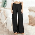 thumbnail image 4 of XFLWAM Linen Pants for Women Wide Leg Beach Summer Pants High Waisted Boho Baggy Flowy Palazzo Trousers with Pockets Black S, 4 of 6
