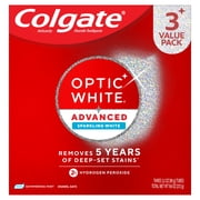 Colgate Optic White Advanced Sparkling White Toothpaste with 2% Hydrogen Peroxide, Mint, 3 Pack, 3.2 OZ