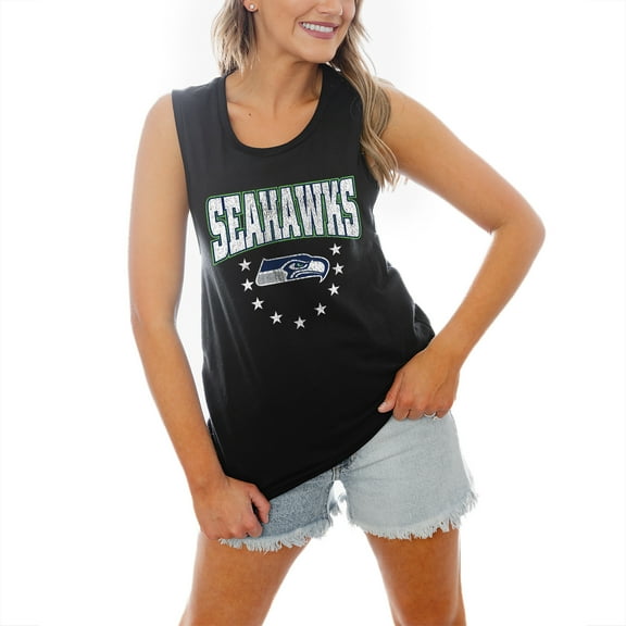 Women's Gameday Couture Black Seattle Seahawks Baby You're A Star Racerback Scoop Neck Tapered Tank Top