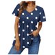 thumbnail image 1 of Jean Corto Pantalones Cortos con Cuello en V Gradiente Impreso Manga Corta Superior de Poliéster, Blusa de Moda Casual para el Uso Diario Y las Salidas, 1 of 5